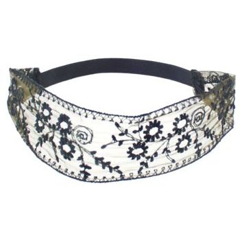 HB HairJewels - Lucy Collection - Lace & Embroidery Stretch Bandeau Headband - Black Licorice (1)