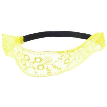 HB HairJewels - Lucy Collection - Lace & Embroidery Stretch Bandeau Headband - Lemon Yellow (1)