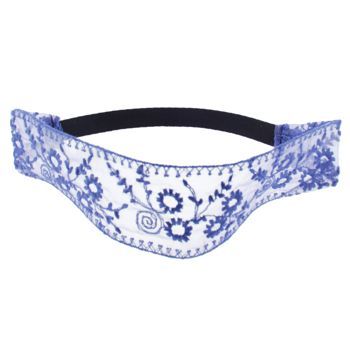 HB HairJewels - Lucy Collection - Lace & Embroidery Stretch Bandeau Headband - Blue Berry (1)