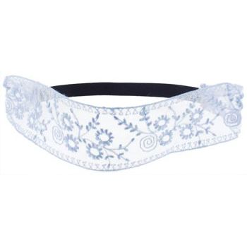 HB HairJewels - Lucy Collection - Lace & Embroidery Stretch Bandeau Headband - Sky Blue (1)