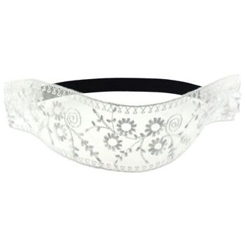 HB HairJewels - Lucy Collection - Lace & Embroidery Stretch Bandeau Headband - Vanilla Latte (1)