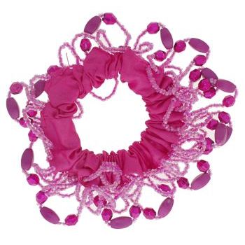 HB HairJewels - Beaded Nylon Covered Pony Elastic - Fuschia (1)