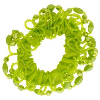 HB HairJewels - Beaded Nylon Covered Pony Elastic - Lime (1)