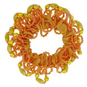 HB HairJewels - Beaded Nylon Covered Pony Elastic - Tangerine (1)