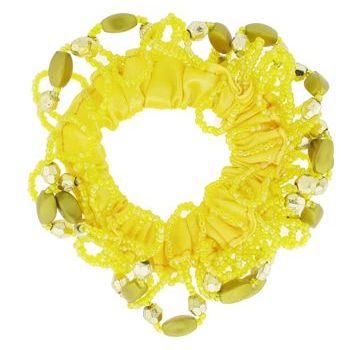 HB HairJewels - Beaded Nylon Covered Pony Elastic - Yellow (1)