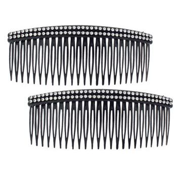 HB HairJewels - Lucy Collection - Faux Crystal Encrusted Large Combs - Black (2)