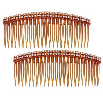 HB HairJewels - Lucy Collection - Faux Crystal Encrusted Large Combs - Tort (2)