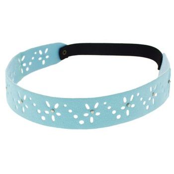 HB HairJewels - Lucy Collection - Faux Suede Studded Daisy Bandeau - Blue (1)