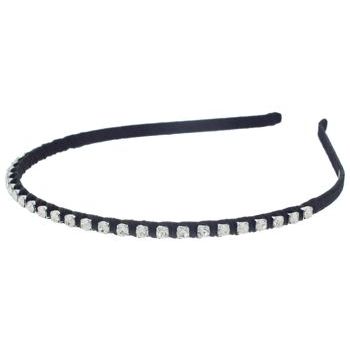 Tai - Ribbon Wrapped Headband w/Clear Crystal Studs - Black (1)