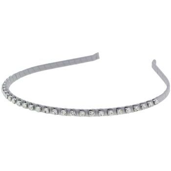 Tai - Ribbon Wrapped Headband w/Clear Crystal Studs - Grey (1)