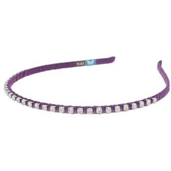 Tai - Ribbon Wrapped Headband w/Clear Crystal Studs - Purple (1)