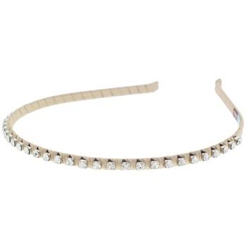 Tai - Ribbon Wrapped Headband w/Clear Crystal Studs - Tan (1)