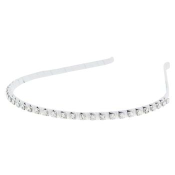Tai - Ribbon Wrapped Headband w/Clear Crystal Studs - White (1)