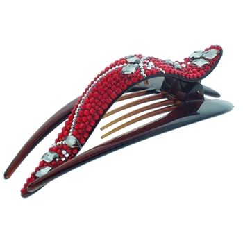 Jimmy Crystal - Crystal Encrusted Holiday Hairclip - Red (1)