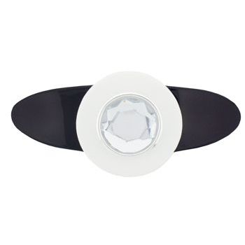 Natasha B. - Oval Barrette w/Round Crystal - Black & White w/Crystal Gem & Silver Setting (1)