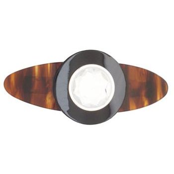 Natasha B. - Oval Barrette w/Round Crystal - Tort & Black w/Crystal Gem & Silver Setting (1)