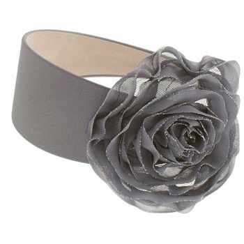 Tai - Sateen Wrapped Headband w/Chiffon Flower - Grey (1)