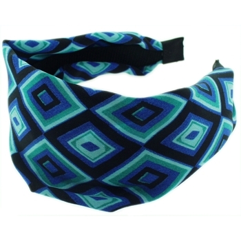 Head Dress - Pucci Inspired Silk Headband - Black & Blue Diamond Pattern (1)