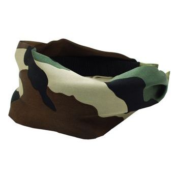 Head Dress - Silk Charmeuse Headband - Army Camouflage Pattern (1)