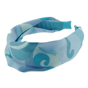 Head Dress - Pucci Inspired Silk Headband - Blue Swirl (1)