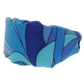 Head Dress - Pucci Inspired Silk Headband - Aqua w/Black (1)