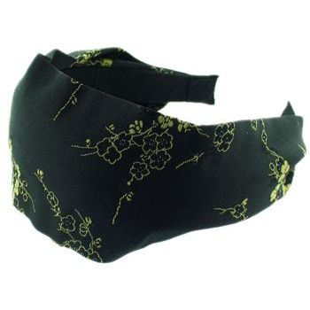 Head Dress - Chinese Satin Scarf Headband - Black  (1)