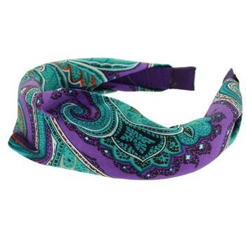 Head Dress - Silk Charmeuse Headband - Turq/Purple Paisley (1)