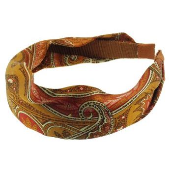 Head Dress - Silk Charmeuse Headband - Rust Paisley (1)