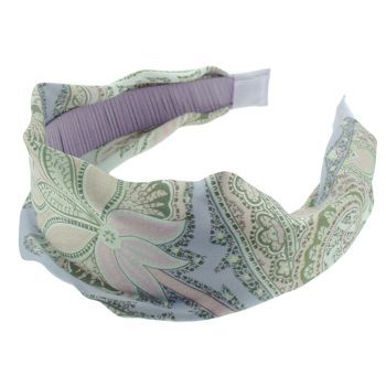 Head Dress - Silk Charmeuse Headband - Pale Lilac Paisley (1)