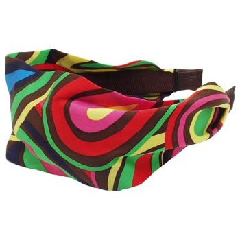 Head Dress - Pucci Inspired Silk Headband - Peacock Bright Swirl (1)