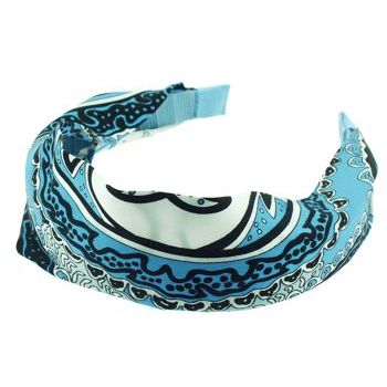 Head Dress - Pucci Inspired Silk Headband - Turquoise w/Black (1)