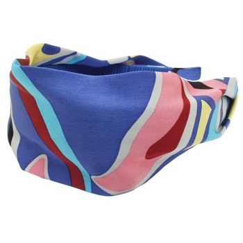 Head Dress - Pucci Inspired Silk Headband - Caribbean Blue (1)