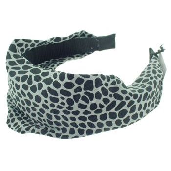 Head Dress - Silk Charmeuse Headband - Black/Gray Cheetah (1)