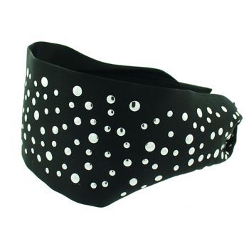 Head Dress - Satin Scarf Headband - Black w/Silver Studs (1)