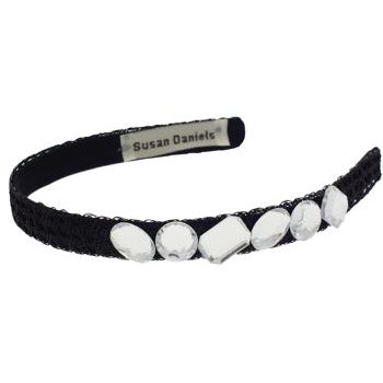 Susan Daniels - Headband - Black w/Black Mesh & Crystal Jewels (1)