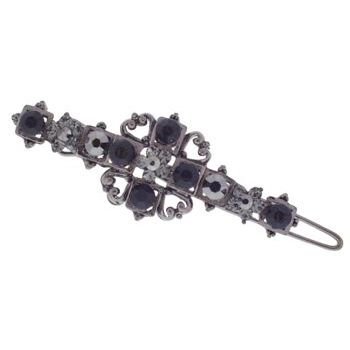 Karen Marie - Antique Design Crystal Barrette - Black (1)
