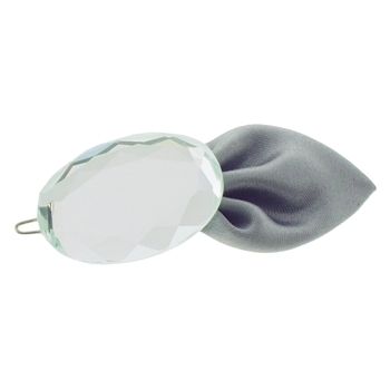 Juko - Crystal Oval Mirror Clip w/Satin Petal - Grey (1)