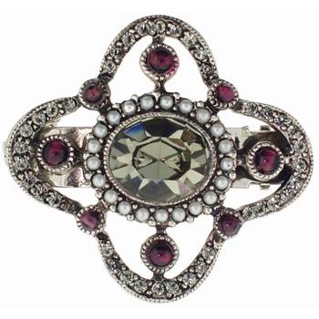 Linda Levinson - Swarovski Garnet, Pearl & Crystal Barrette - Silver (1)