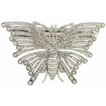 Linda Levinson - Butterfly Brooch Barrette w/Pearls & Swarovski Crystals (1)