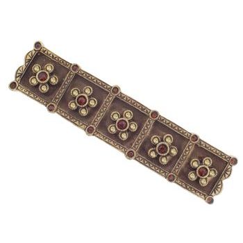 Linda Levinson - Bar Barrette w/Flowers - Gold Barrette w/Citrine & Topaz (1)