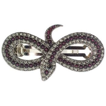 Linda Levinson - Snake Barrette - Swarovski Garnets & Black Diamond Crystals (1) - Silver