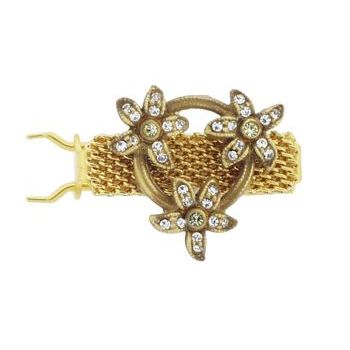 Linda Levinson - Small Triple Flower Gold Barrette w/ Swarovski Crystals & Light Citrine Center (1)