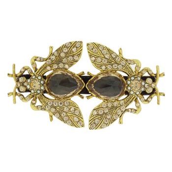 Linda Levinson - Double Fly Barrette - Gold w/Topaz (1)