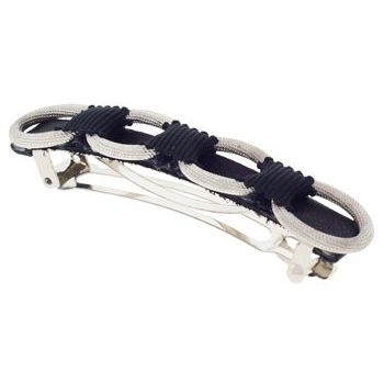Linda Levinson - Link Barrette - Silver w/Black Leather (1)
