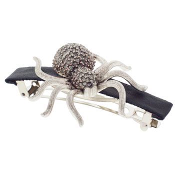 Linda Levinson -  Large Spider Barrette - Black Diamond & Leather (1)