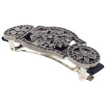 Linda Levinson - Deco Barrette - Black Diamond & Leather (1)