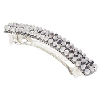 Linda Levinson - Hand Beaded Barrette - Silver w/ Silver Swarovski Beads (1)