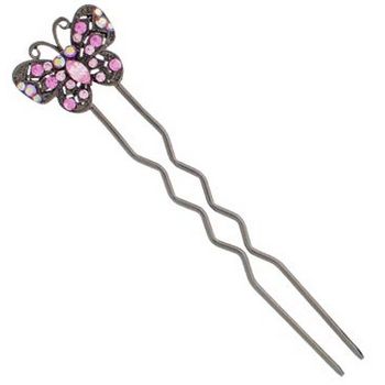 Karen Marie - Crystal Butterfly Hair Pin - Pink (1)