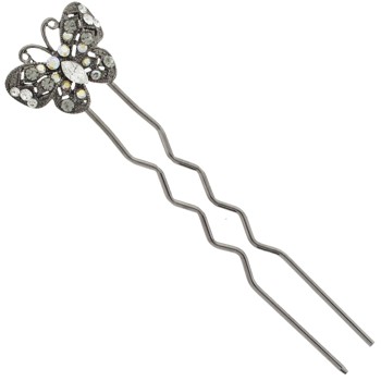 Karen Marie - Crystal Butterfly Hair Pin - White (1)