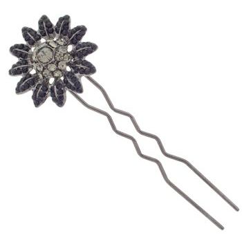 Karen Marie - Crystal Sunflower Chignon Fork - Black Diamond (1)